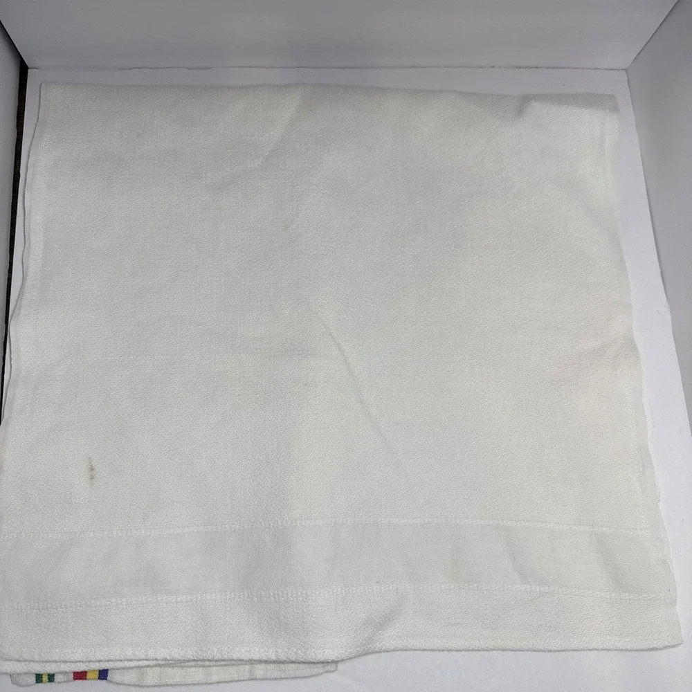 VTG‎ Linen Tea Towels Lot 3 Linen Flour Sack Striped Solid Edge Brocade Kitchen